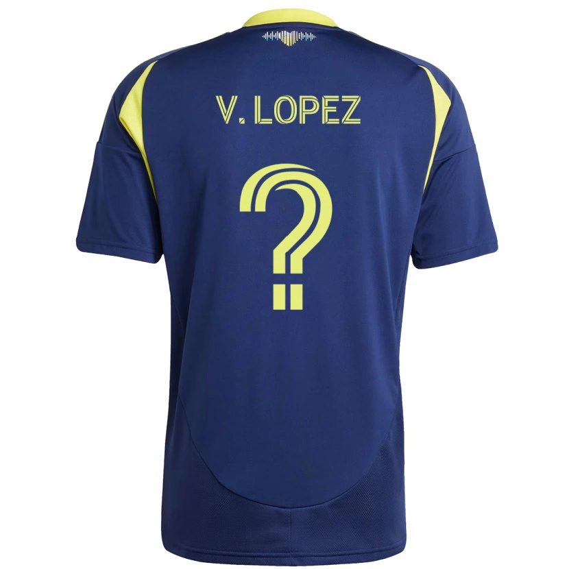 Danxen Børn Alejandro Velazquez-Lopez #0 Gul Marineblå Udebane Spillertrøjer 2025/26 Trøje T-Shirt