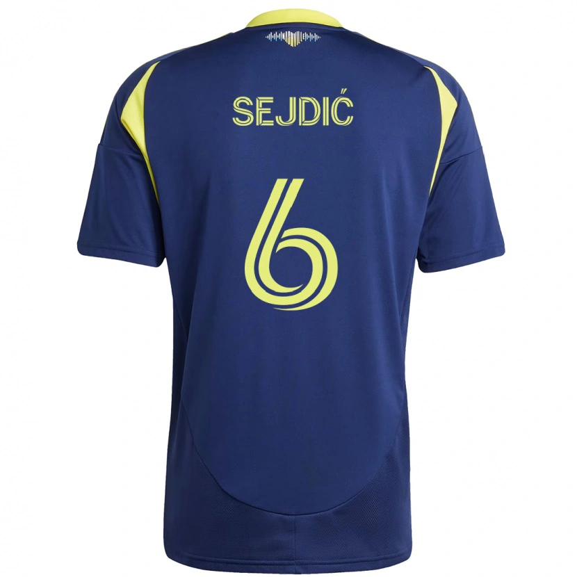 Danxen Børn Amar Sejdić #6 Gul Marineblå Udebane Spillertrøjer 2025/26 Trøje T-Shirt