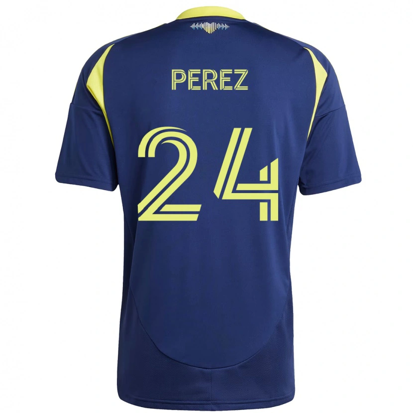 Danxen Børn Jonathan Pérez #24 Gul Marineblå Udebane Spillertrøjer 2025/26 Trøje T-Shirt