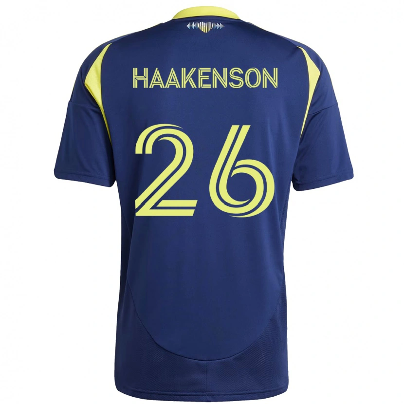Danxen Børn Luke Haakenson #26 Gul Marineblå Udebane Spillertrøjer 2025/26 Trøje T-Shirt