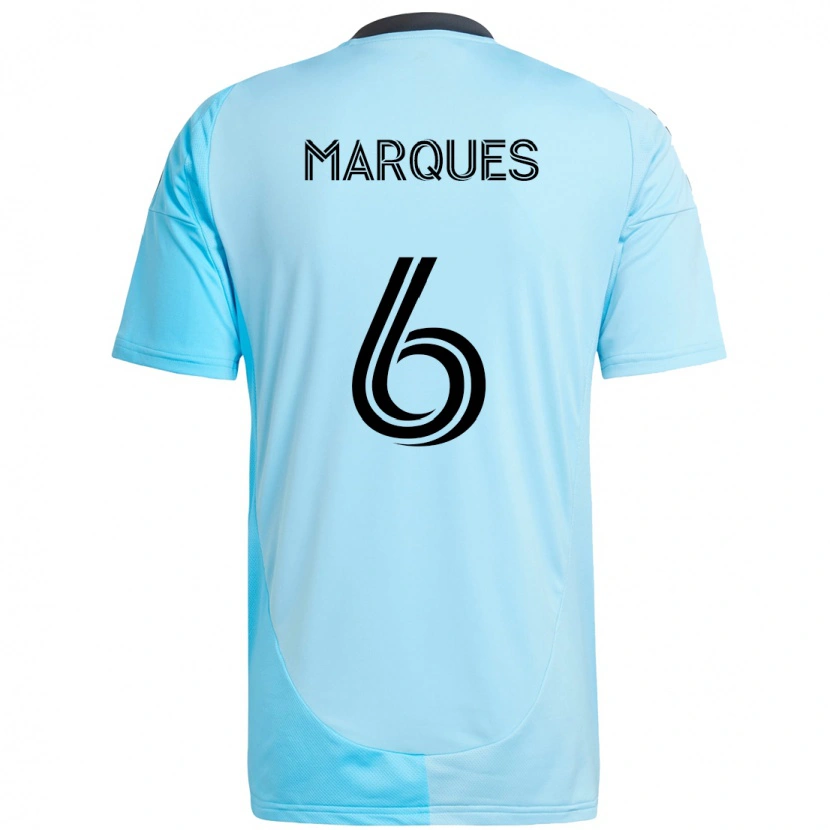 Danxen Børn Mikael Marqués #6 Sort Blå Udebane Spillertrøjer 2025/26 Trøje T-Shirt