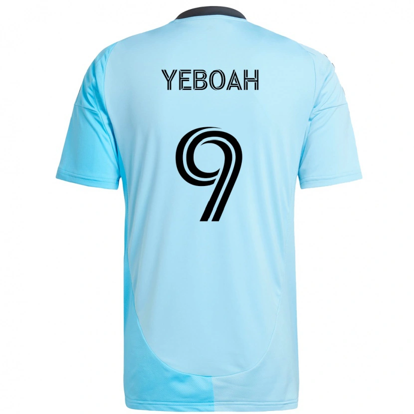 Danxen Børn Kelvin Yeboah #9 Sort Blå Udebane Spillertrøjer 2025/26 Trøje T-Shirt