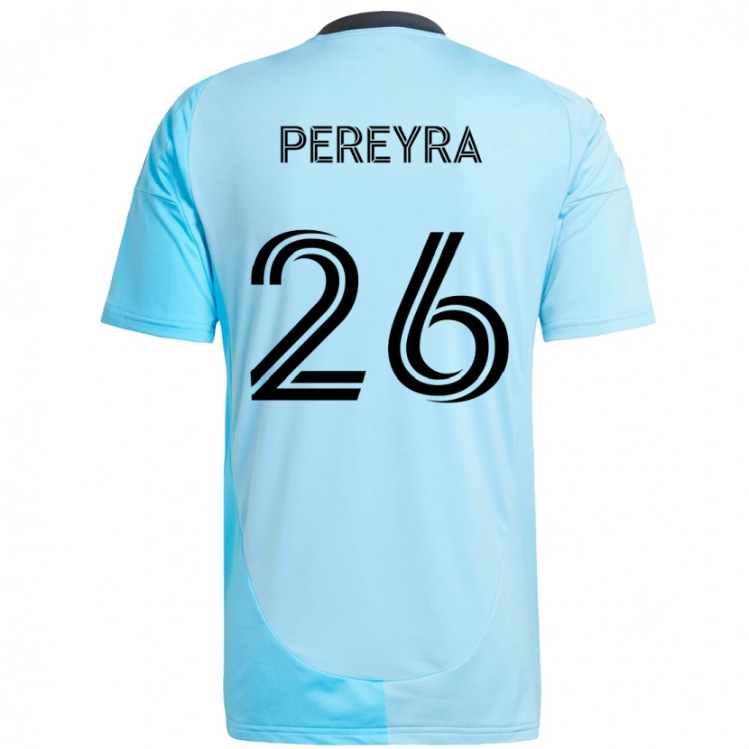 Danxen Børn Joaquín Pereyra #26 Sort Blå Udebane Spillertrøjer 2025/26 Trøje T-Shirt