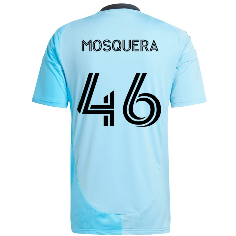 Danxen Børn Juan Camilo Mosquera #46 Sort Blå Udebane Spillertrøjer 2025/26 Trøje T-Shirt