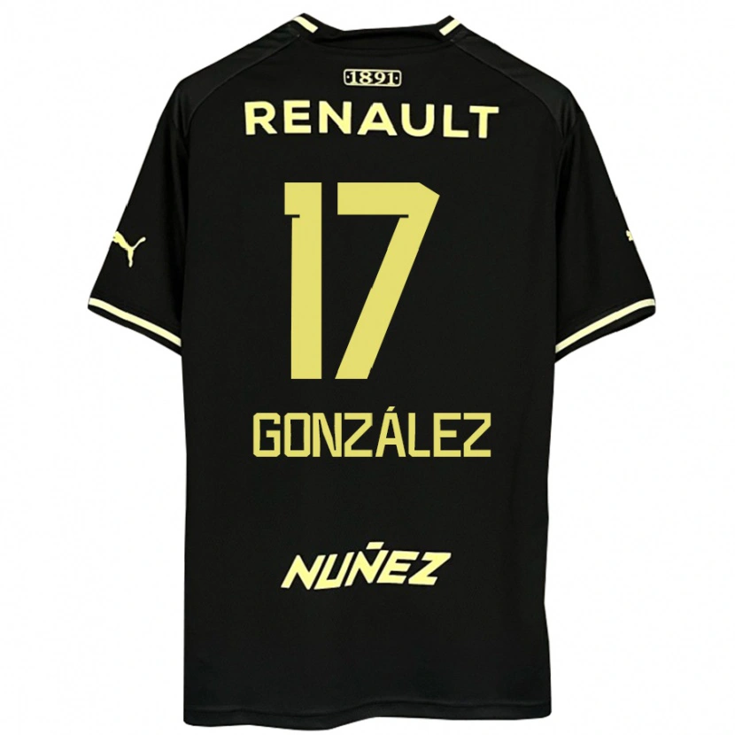 Danxen Børn Luciano González #17 Gul Sort Udebane Spillertrøjer 2025/26 Trøje T-Shirt