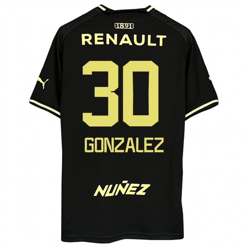 Danxen Børn Ángel González #30 Gul Sort Udebane Spillertrøjer 2025/26 Trøje T-Shirt