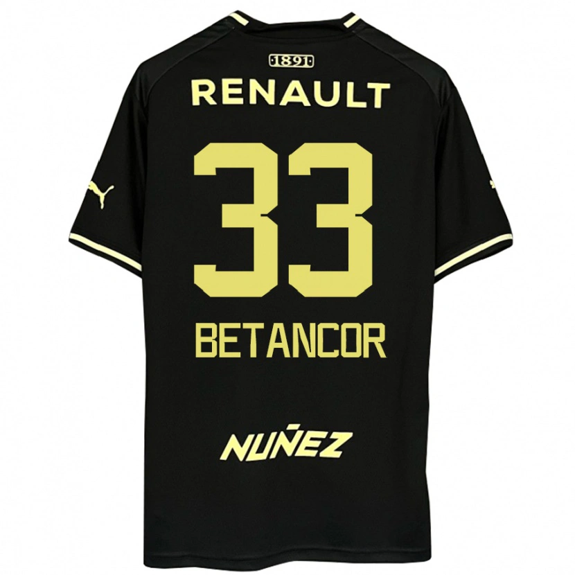 Danxen Børn Bruno Betancor #33 Gul Sort Udebane Spillertrøjer 2025/26 Trøje T-Shirt