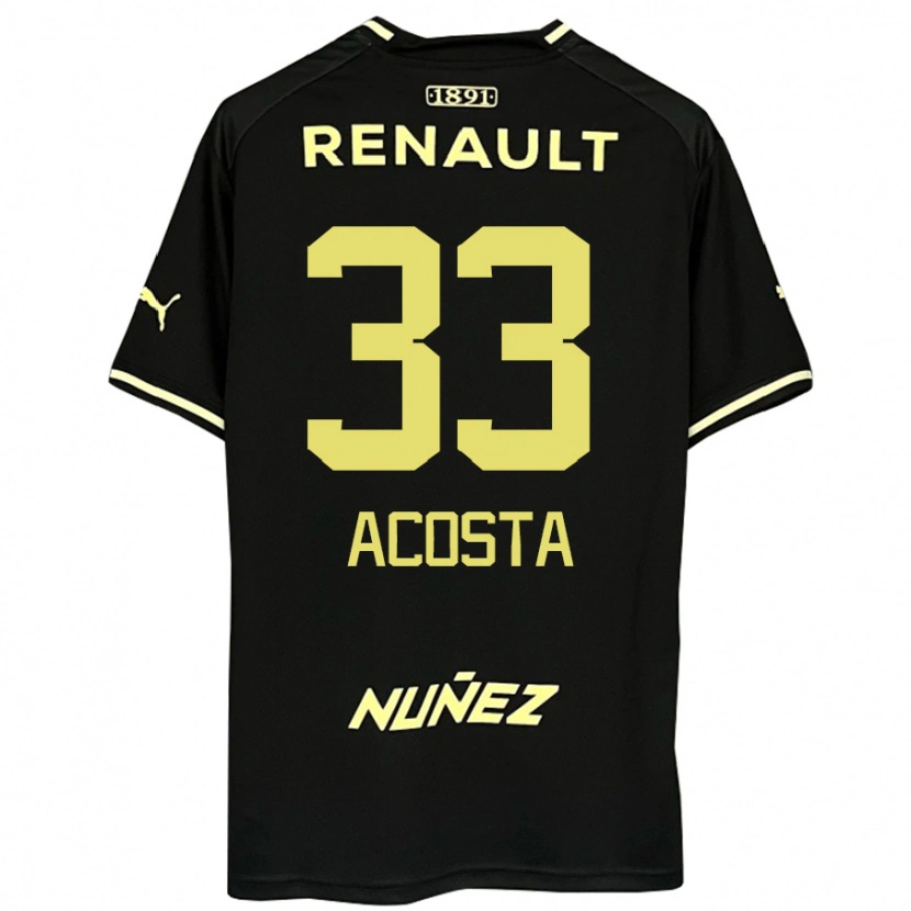 Danxen Børn Nahuel Acosta #33 Gul Sort Udebane Spillertrøjer 2025/26 Trøje T-Shirt