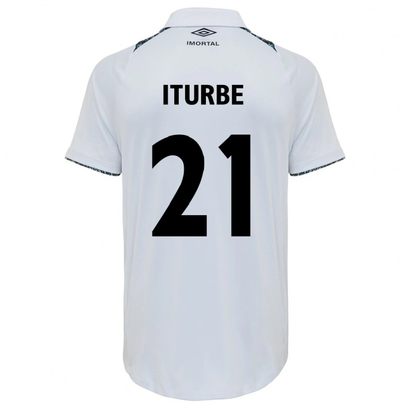 Danxen Børn Juan Iturbe #21 Blå Sort Hvid Udebane Spillertrøjer 2025/26 Trøje T-Shirt