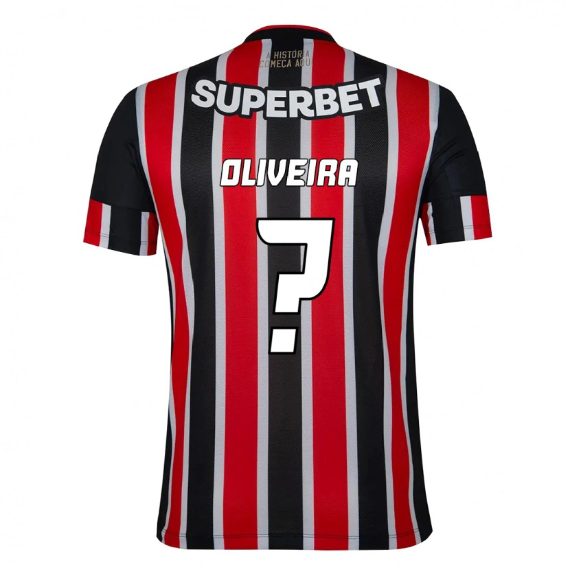 Danxen Børn Felipe Oliveira #0 Rød Sort Hvid Udebane Spillertrøjer 2025/26 Trøje T-Shirt