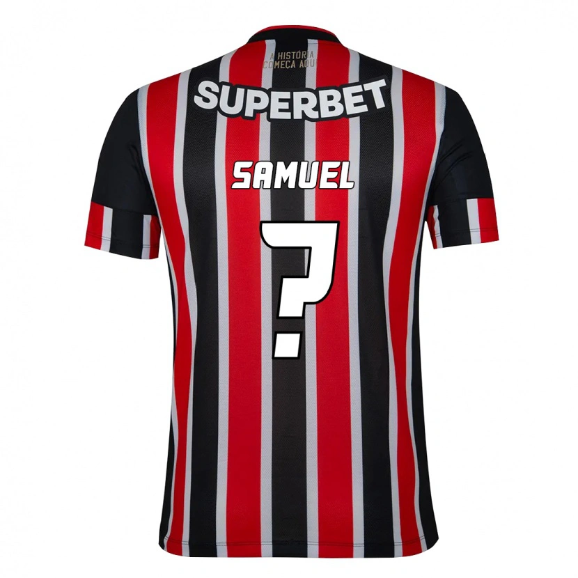 Danxen Børn Samuel #0 Rød Sort Hvid Udebane Spillertrøjer 2025/26 Trøje T-Shirt