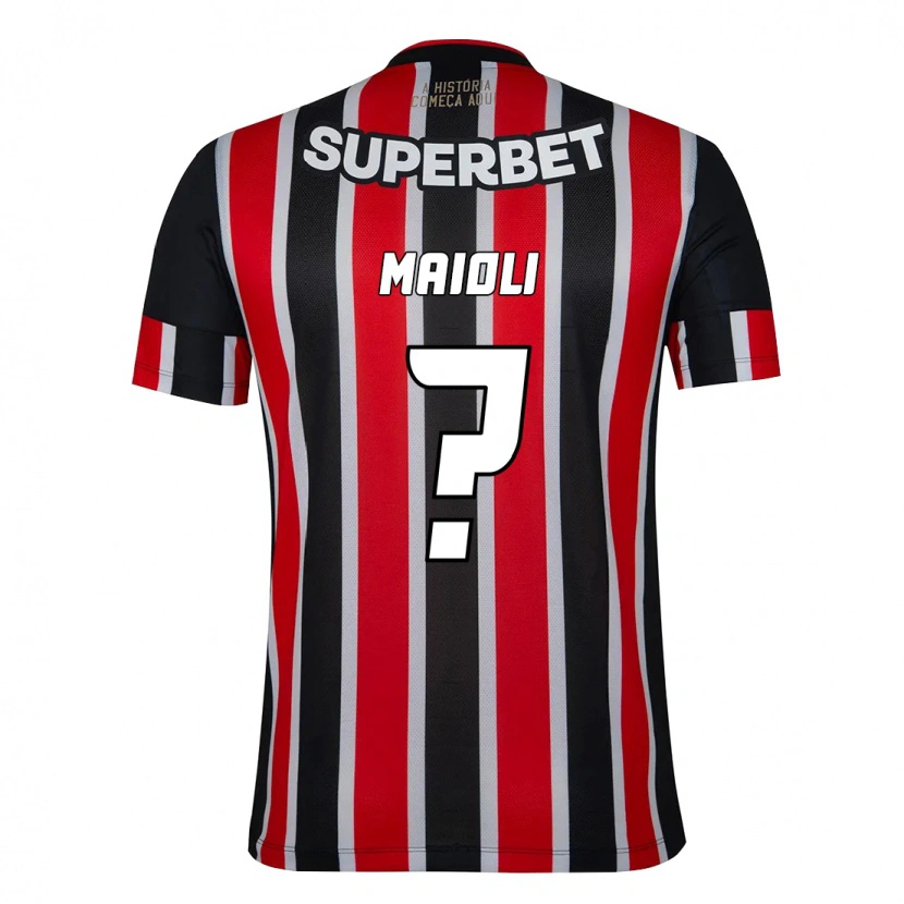 Danxen Børn Gabriel Maioli #0 Rød Sort Hvid Udebane Spillertrøjer 2025/26 Trøje T-Shirt