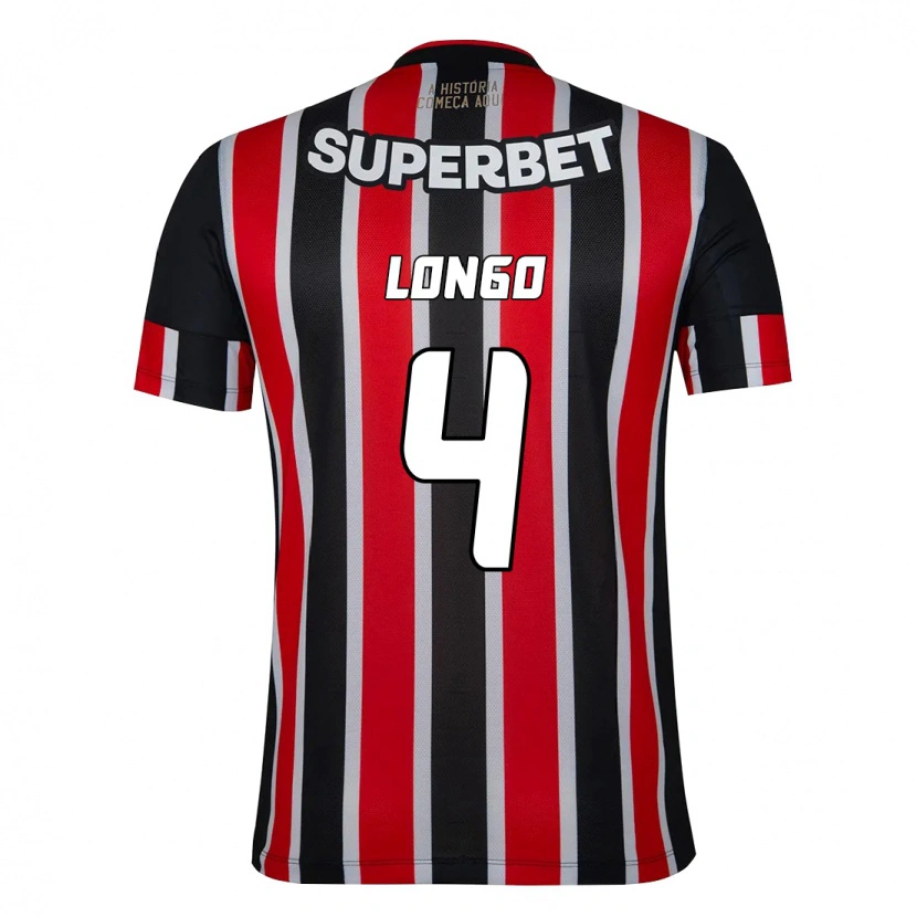 Danxen Børn Santiago Longo #4 Rød Sort Hvid Udebane Spillertrøjer 2025/26 Trøje T-Shirt