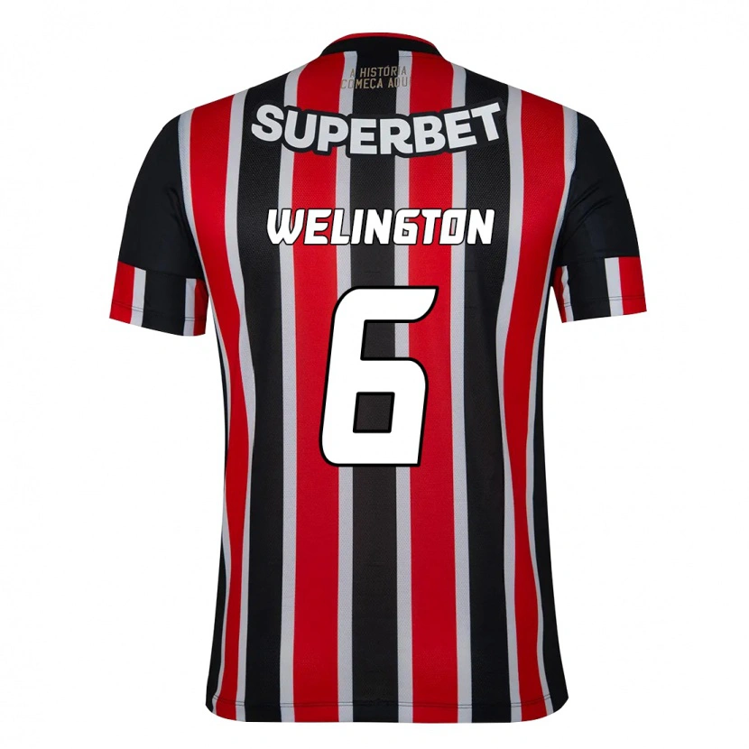 Danxen Børn Welington #6 Rød Sort Hvid Udebane Spillertrøjer 2025/26 Trøje T-Shirt