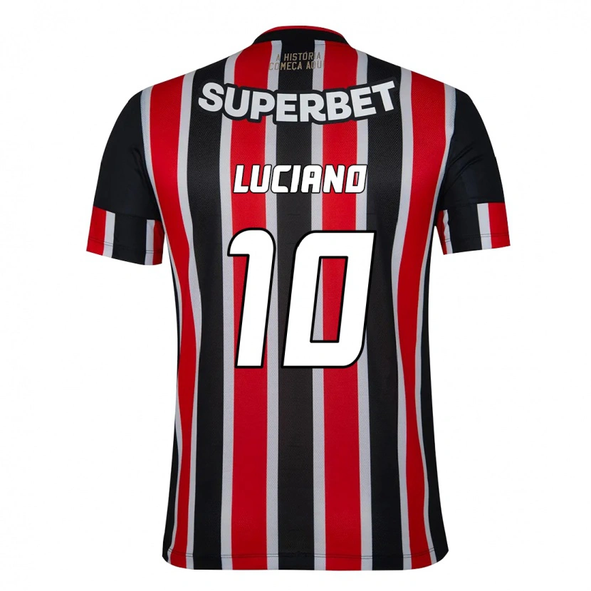 Danxen Børn Luciano #10 Rød Sort Hvid Udebane Spillertrøjer 2025/26 Trøje T-Shirt