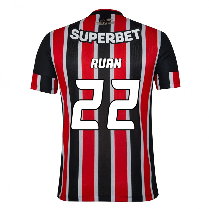 Danxen Børn Ruan #22 Rød Sort Hvid Udebane Spillertrøjer 2025/26 Trøje T-Shirt