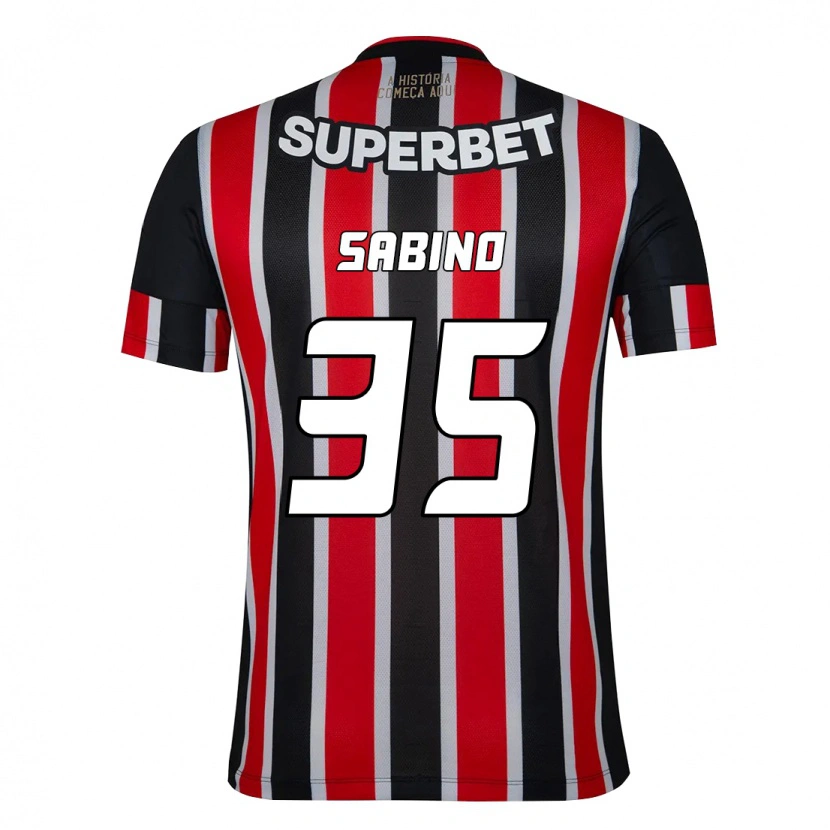Danxen Børn Sabino #35 Rød Sort Hvid Udebane Spillertrøjer 2025/26 Trøje T-Shirt