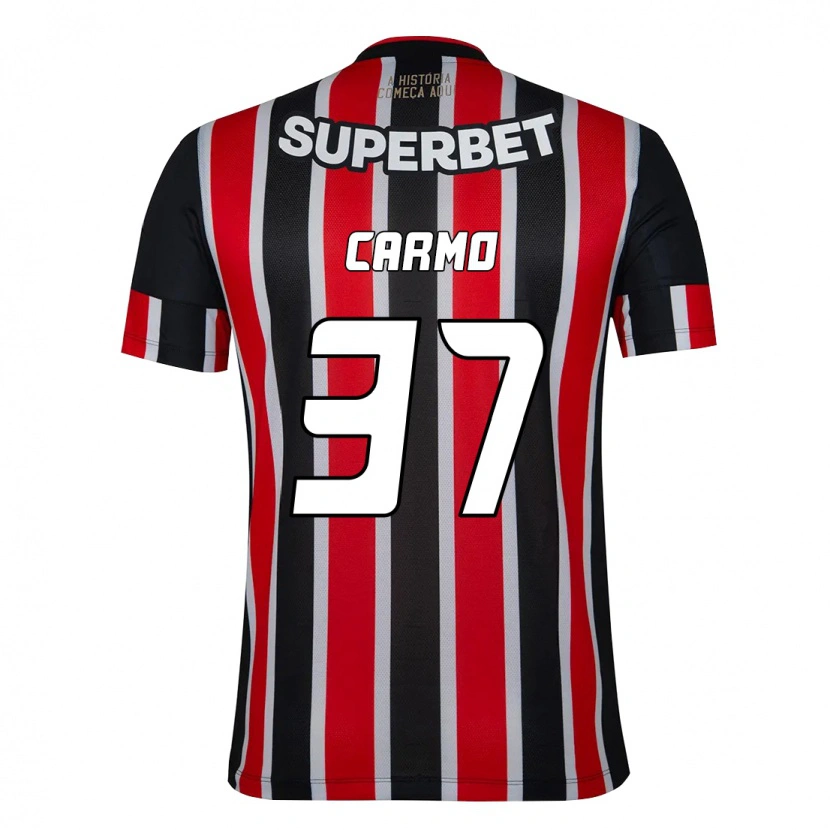Danxen Børn Henrique Carmo #37 Rød Sort Hvid Udebane Spillertrøjer 2025/26 Trøje T-Shirt