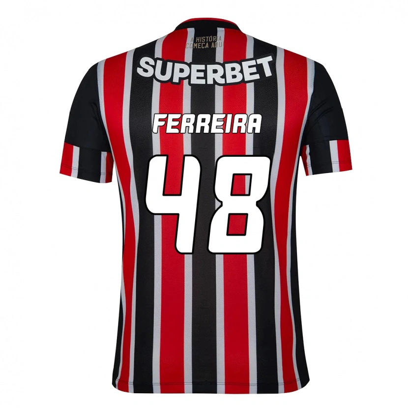 Danxen Børn Lucas Ferreira #48 Rød Sort Hvid Udebane Spillertrøjer 2025/26 Trøje T-Shirt