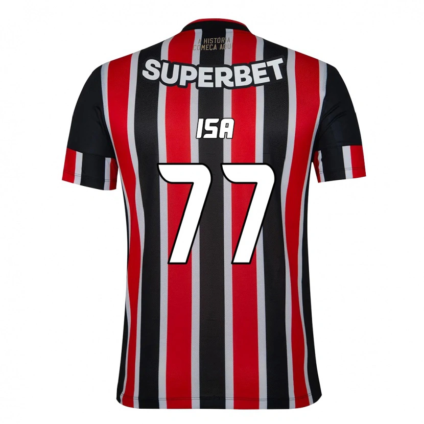 Danxen Børn Isa #77 Rød Sort Hvid Udebane Spillertrøjer 2025/26 Trøje T-Shirt