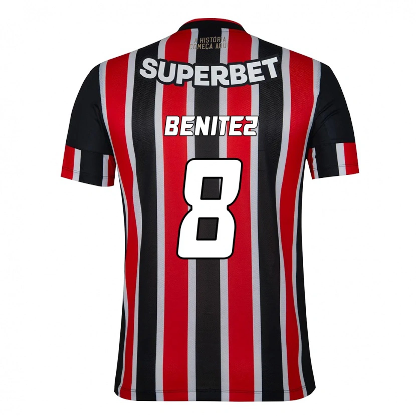 Danxen Børn Martin Benitez #8 Rød Sort Hvid Udebane Spillertrøjer 2025/26 Trøje T-Shirt