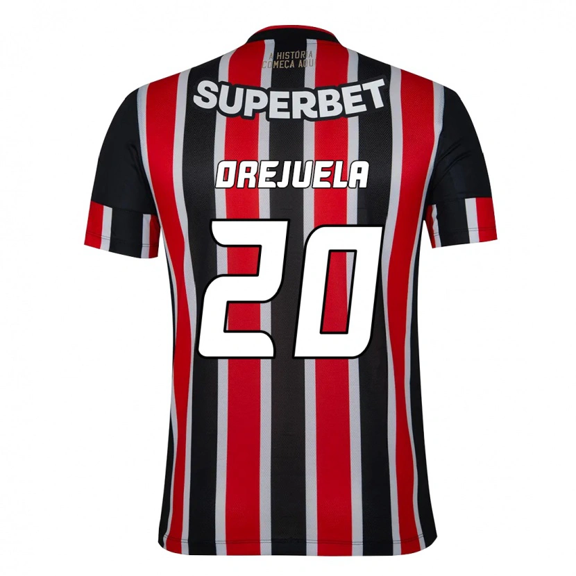 Danxen Børn Luis Manuel Orejuela #20 Rød Sort Hvid Udebane Spillertrøjer 2025/26 Trøje T-Shirt