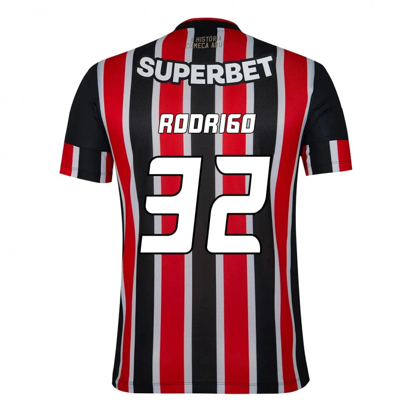 Danxen Børn Rodrigo #32 Rød Sort Hvid Udebane Spillertrøjer 2025/26 Trøje T-Shirt