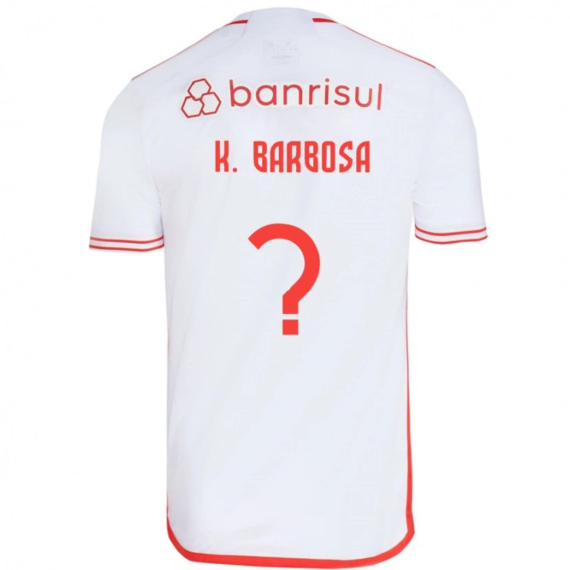 Danxen Børn Kauã Barbosa #0 Rød Hvid Udebane Spillertrøjer 2025/26 Trøje T-Shirt