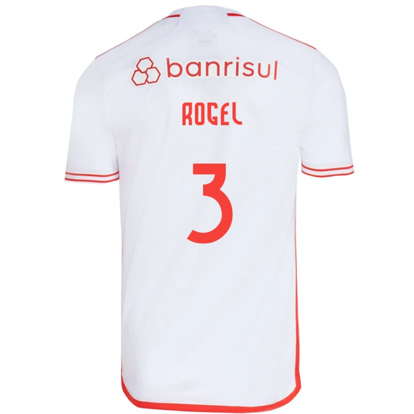 Danxen Børn Agustín Rogel #3 Rød Hvid Udebane Spillertrøjer 2025/26 Trøje T-Shirt