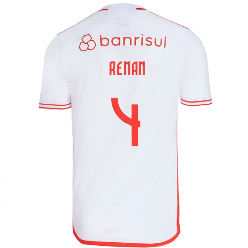 Danxen Børn Robert Renan #4 Rød Hvid Udebane Spillertrøjer 2025/26 Trøje T-Shirt