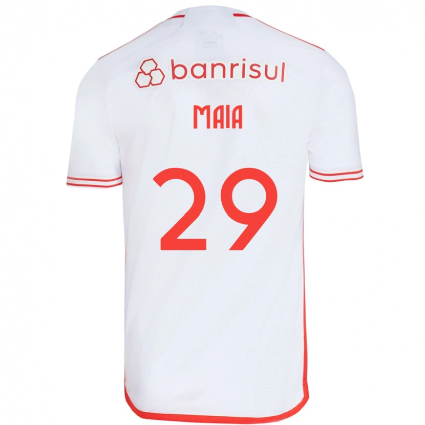 Danxen Børn Thiago Maia #29 Rød Hvid Udebane Spillertrøjer 2025/26 Trøje T-Shirt