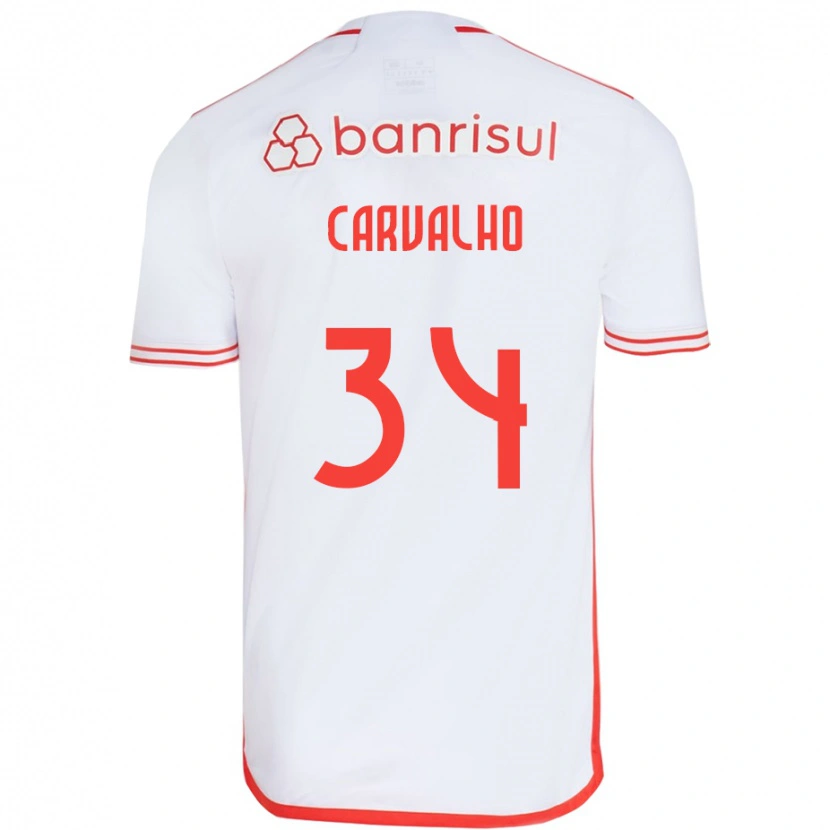 Danxen Børn Gabriel Carvalho #34 Rød Hvid Udebane Spillertrøjer 2025/26 Trøje T-Shirt