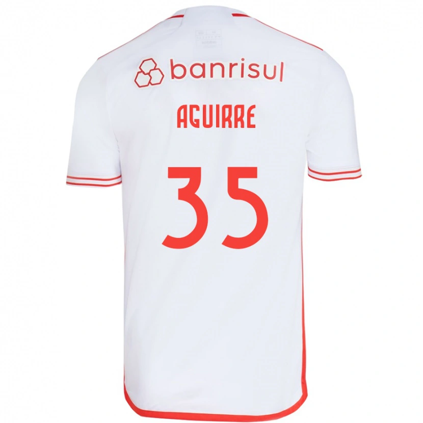 Danxen Børn Braian Aguirre #35 Rød Hvid Udebane Spillertrøjer 2025/26 Trøje T-Shirt