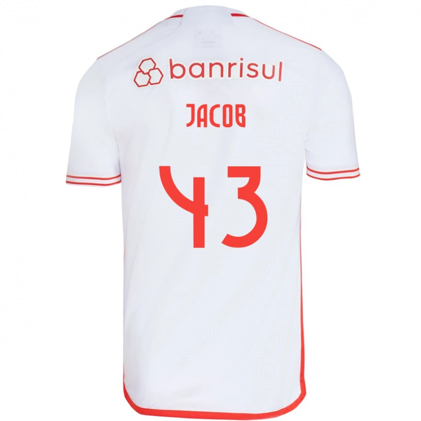 Danxen Børn Bernardo Jacob #43 Rød Hvid Udebane Spillertrøjer 2025/26 Trøje T-Shirt