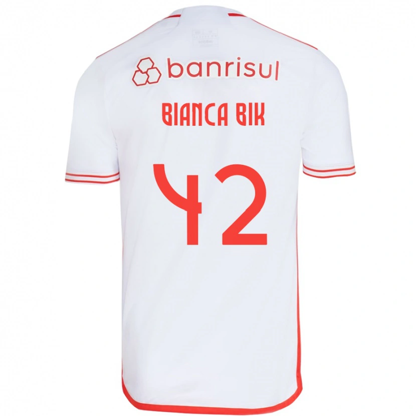 Danxen Børn Bianca Bik #42 Rød Hvid Udebane Spillertrøjer 2025/26 Trøje T-Shirt