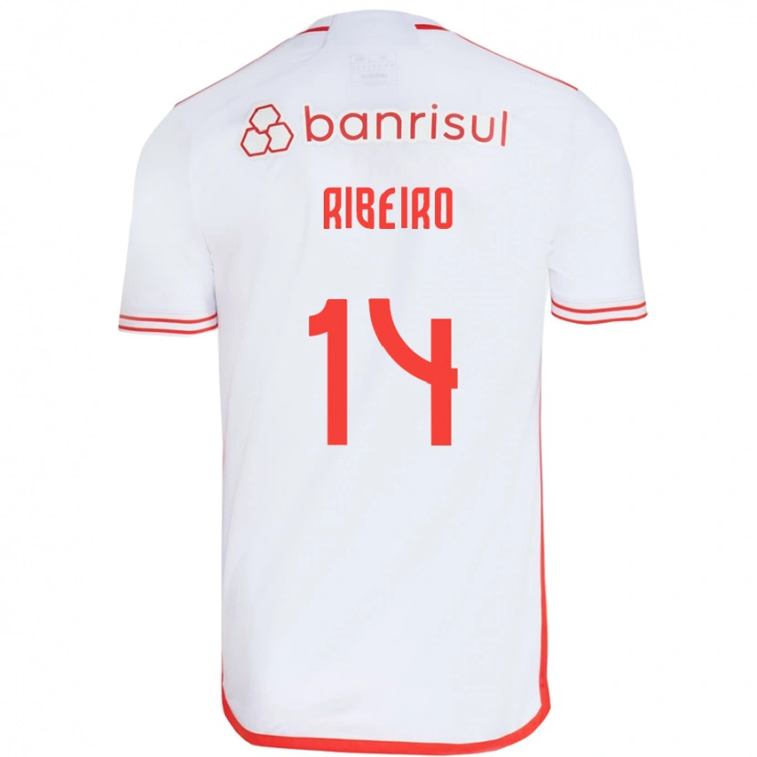 Danxen Børn Lucas Ribeiro #14 Rød Hvid Udebane Spillertrøjer 2025/26 Trøje T-Shirt