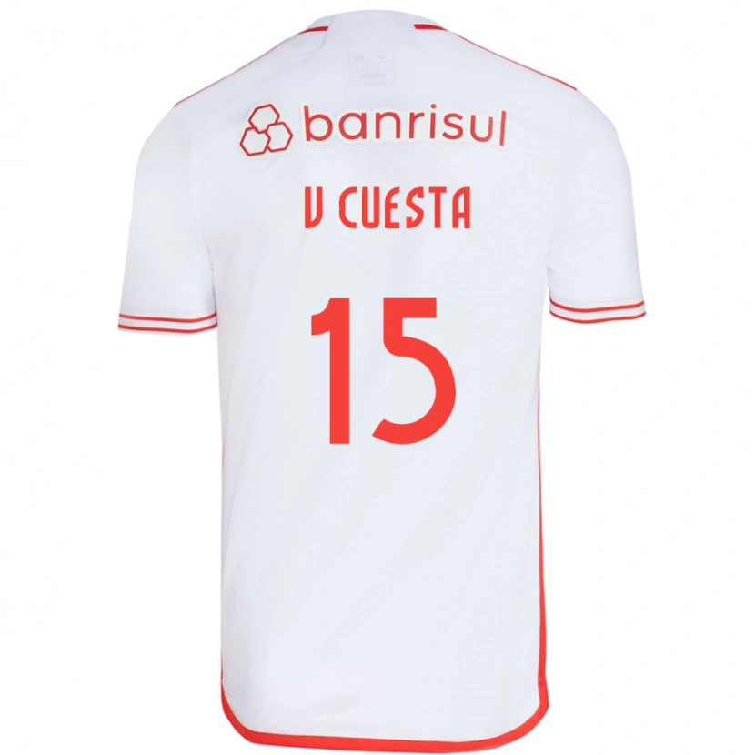 Danxen Børn Victor Cuesta #15 Rød Hvid Udebane Spillertrøjer 2025/26 Trøje T-Shirt