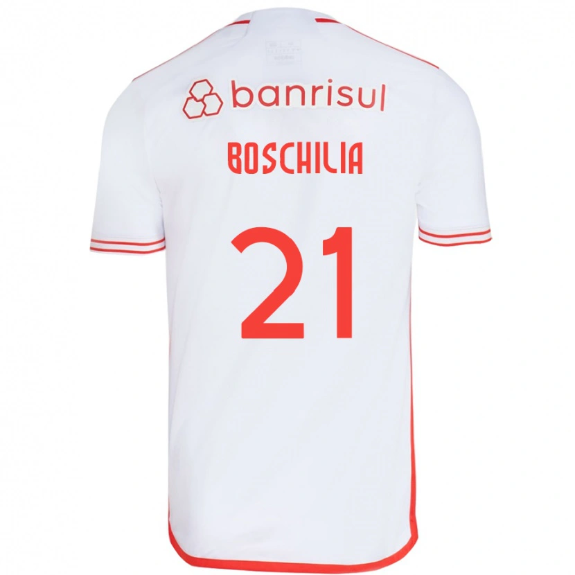 Danxen Børn Gabriel Boschilia #21 Rød Hvid Udebane Spillertrøjer 2025/26 Trøje T-Shirt