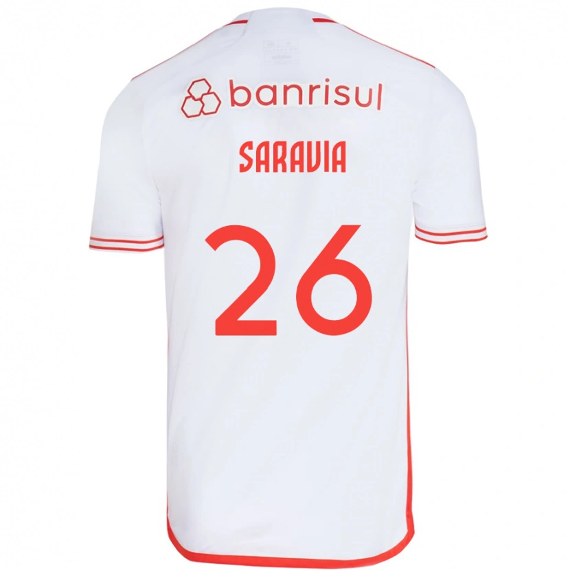 Danxen Børn Saravia #26 Rød Hvid Udebane Spillertrøjer 2025/26 Trøje T-Shirt