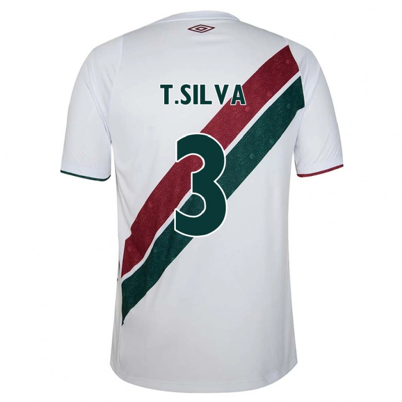 Danxen Børn Thiago Silva #3 Grøn Maroon Hvid Udebane Spillertrøjer 2025/26 Trøje T-Shirt