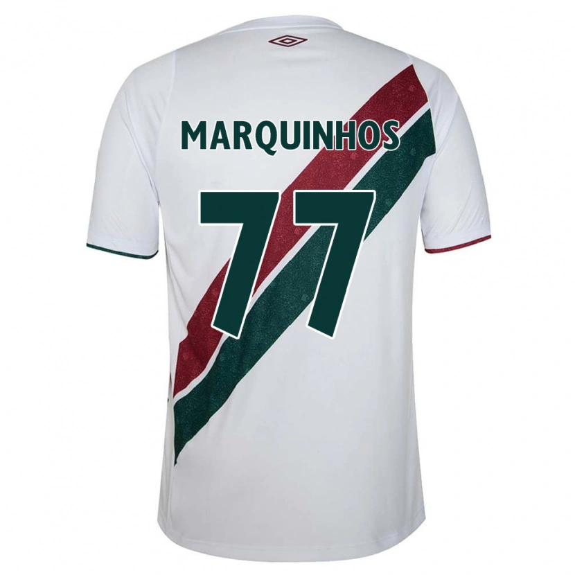 Danxen Børn Marquinhos #77 Grøn Maroon Hvid Udebane Spillertrøjer 2025/26 Trøje T-Shirt