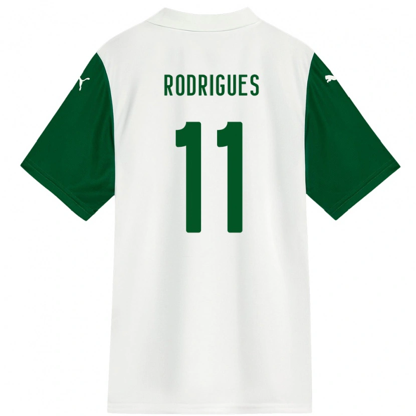 Danxen Børn Bruno Rodrigues #11 Grøn Hvid Udebane Spillertrøjer 2025/26 Trøje T-Shirt