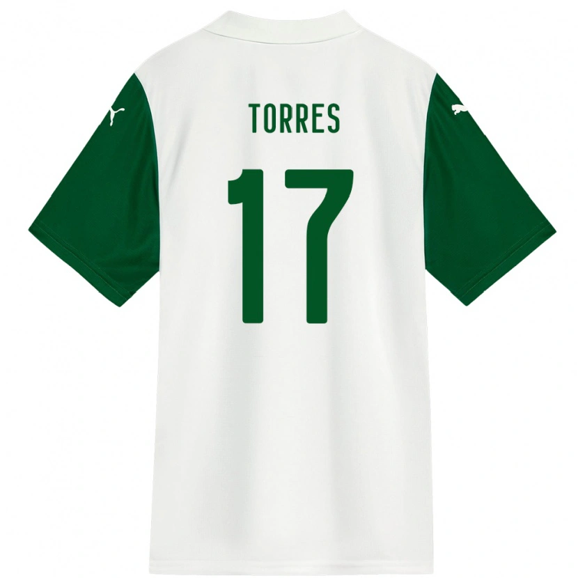 Danxen Børn Facundo Torres #17 Grøn Hvid Udebane Spillertrøjer 2025/26 Trøje T-Shirt