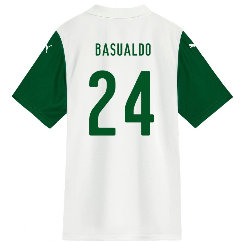 Danxen Børn Luis Basualdo #24 Grøn Hvid Udebane Spillertrøjer 2025/26 Trøje T-Shirt