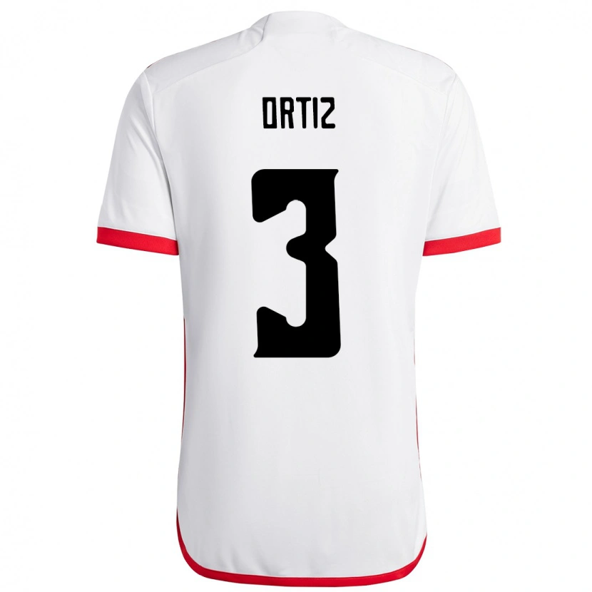 Danxen Børn Léo Ortiz #3 Rød Sort Udebane Spillertrøjer 2025/26 Trøje T-Shirt