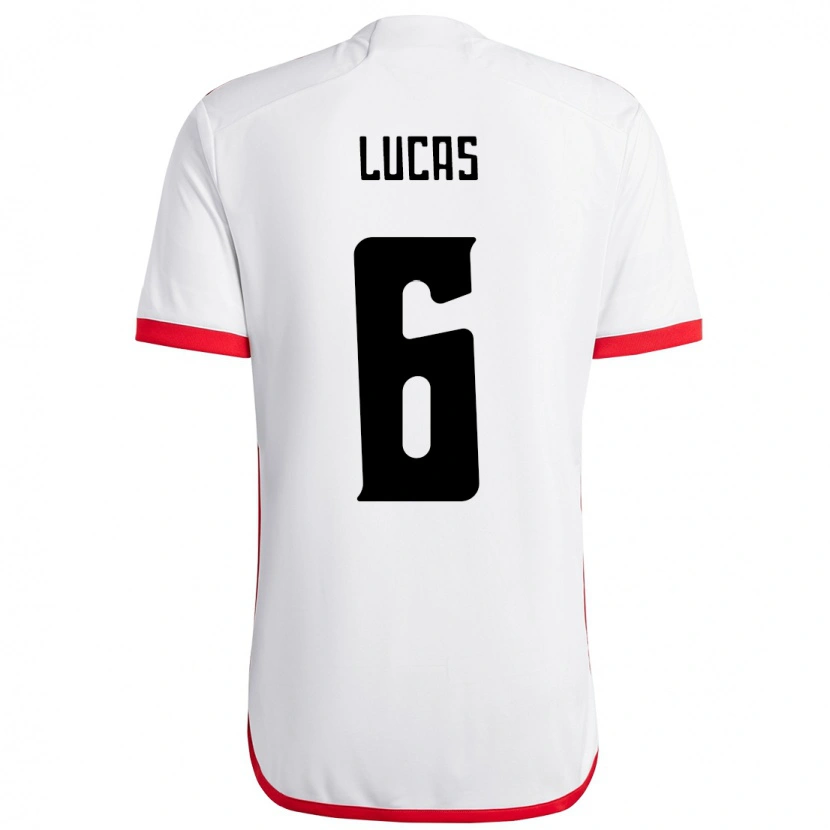 Danxen Børn Ayrton Lucas #6 Rød Sort Udebane Spillertrøjer 2025/26 Trøje T-Shirt