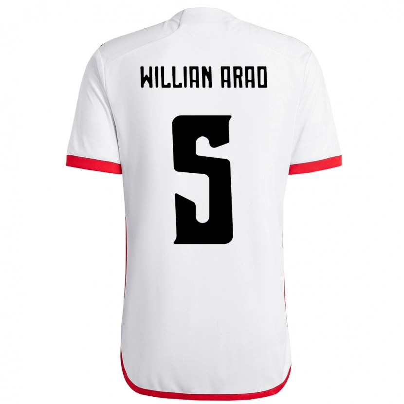 Danxen Børn Willian Arao #5 Rød Sort Udebane Spillertrøjer 2025/26 Trøje T-Shirt