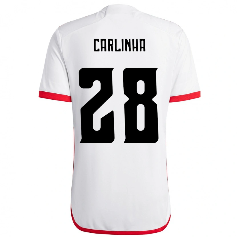 Danxen Børn Carlinha #28 Rød Sort Udebane Spillertrøjer 2025/26 Trøje T-Shirt