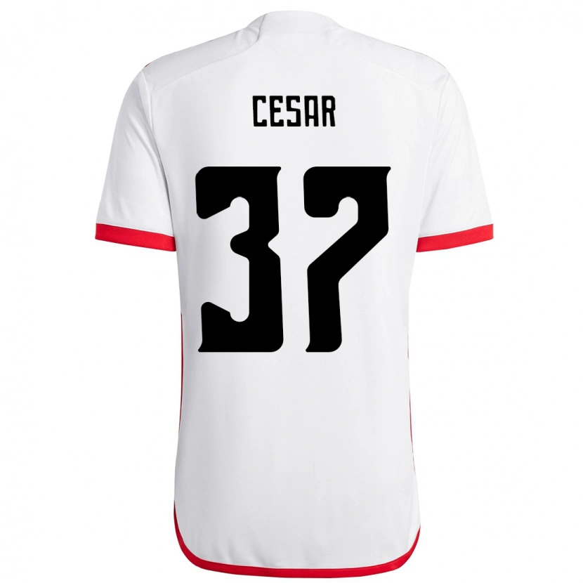 Danxen Børn Cesar #37 Rød Sort Udebane Spillertrøjer 2025/26 Trøje T-Shirt