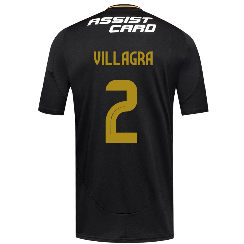 Danxen Børn Jonathan Villagra #2 Sort Hvid Gul Udebane Spillertrøjer 2025/26 Trøje T-Shirt
